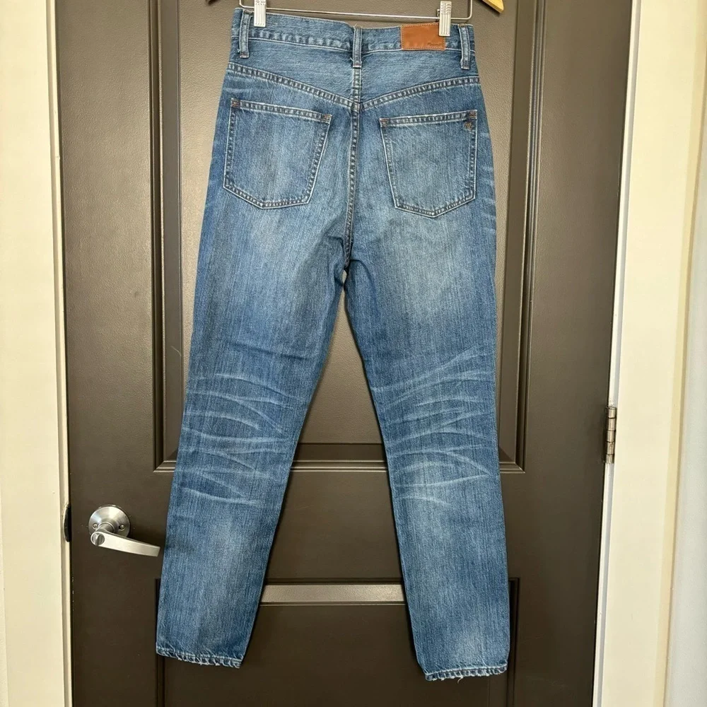 Madewell Rigid High-Rise Medium Wash Distressed 100% Cotton Skinny Jeans 27